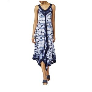 Style & Co. Tie Dye V Neck Hankerchief Hem Small